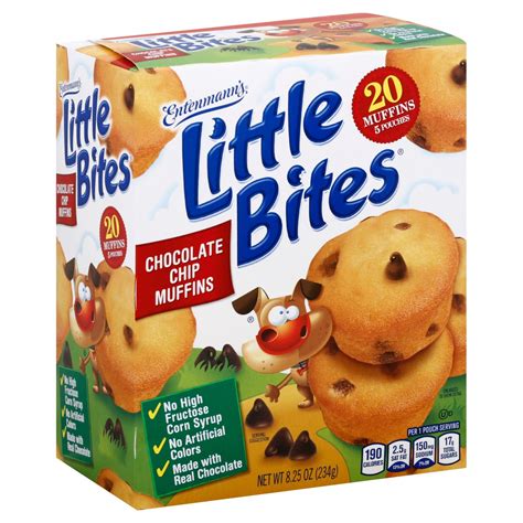 Little bite muffins - Little Bites® Banana Muffins. These golden mini muffins have lots of appeal because they are made with real ingredients like real bananas, no high fructose corn syrup, 0g trans-fat and no artificial colors. four muffins to a pouch, they are sized just right for lunchboxes, snack time, breakfast time or any time. ...